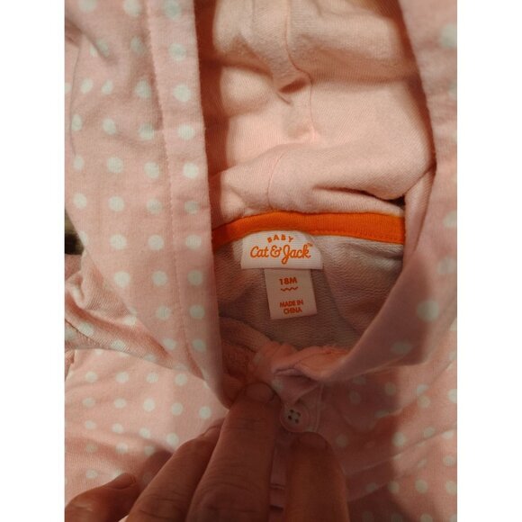 Cat & Jack Baby 18 Month Old One Piece Pajama Pink Polka Dot Owl Always Love You - Picture 3 of 3